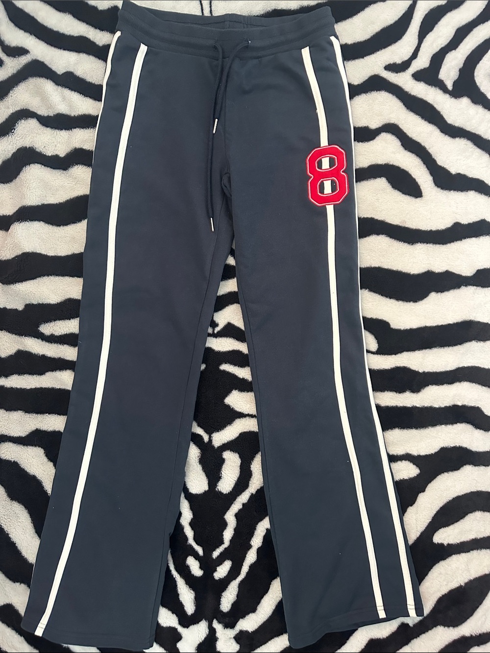 Edikted navy Track Pants with White Stripes